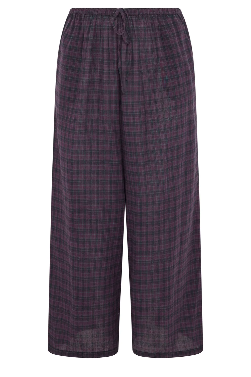 Yours Curve Burgundy Red Check Wide Leg Woven Trousers - 22-24/L30 Image 5