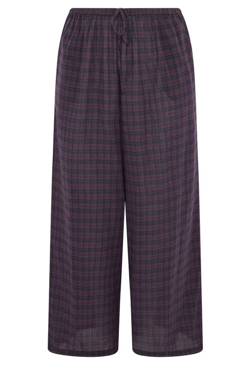 Yours Curve Burgundy Red Check Wide Leg Woven Trousers - 22-24/L30 Image 5
