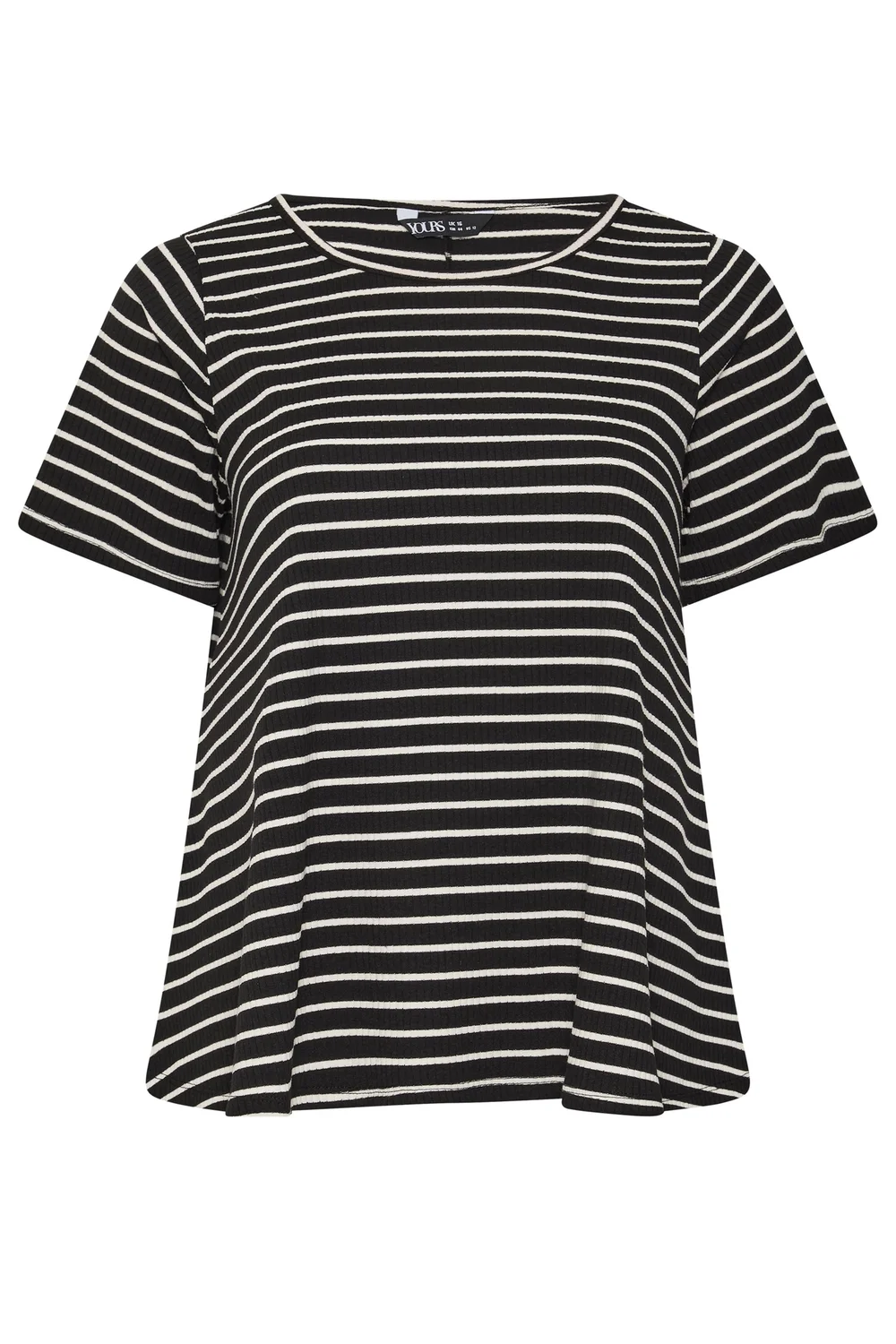 Yours Curve Black Stripe Ribbed Top - 22-24 Image 5