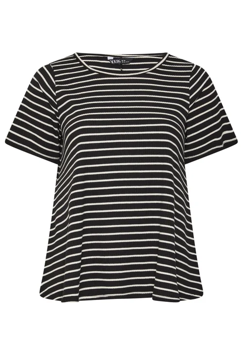 Yours Curve Black Stripe Ribbed Top - 22-24 Image 5