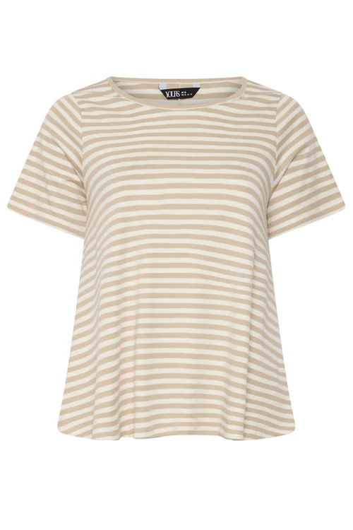 Yours Curve Natural Brown Stripe Top - 26-28 Image 5