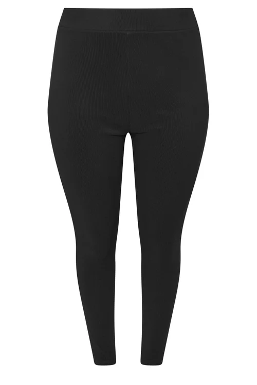 Yours Curve Black Rib Leggings - 22 Image 5