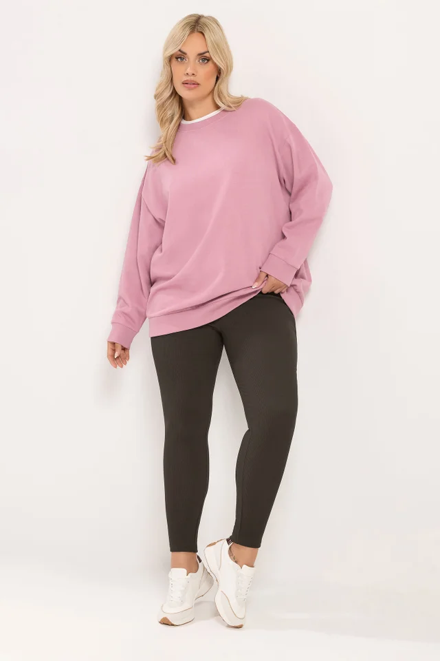 Yours Curve Chocolate Brown Rib Leggings