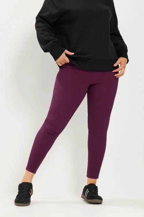Yours Curve Burgundy Red Rib Leggings - 20 Image 1