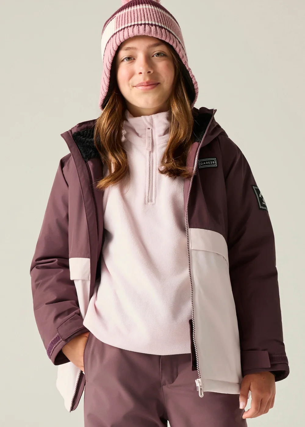 Dare 2b Aubergine Wing It Waterproof Jacket (3-13 years) - 5-6 Yrs Image 1