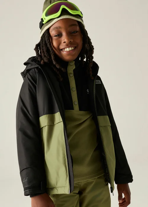 Dare 2b Black/Green Wing It Waterproof Jacket (3-13 years) - 13 Yrs Image 1