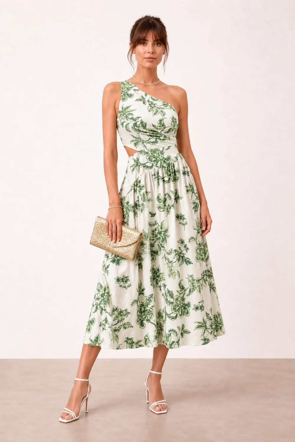 Style Cheat Jasmine Green Print Midi Dress - 16 Image 1