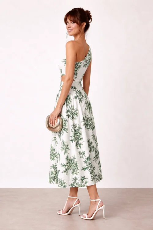 Style Cheat Jasmine Green Print Midi Dress - 16 Image 2