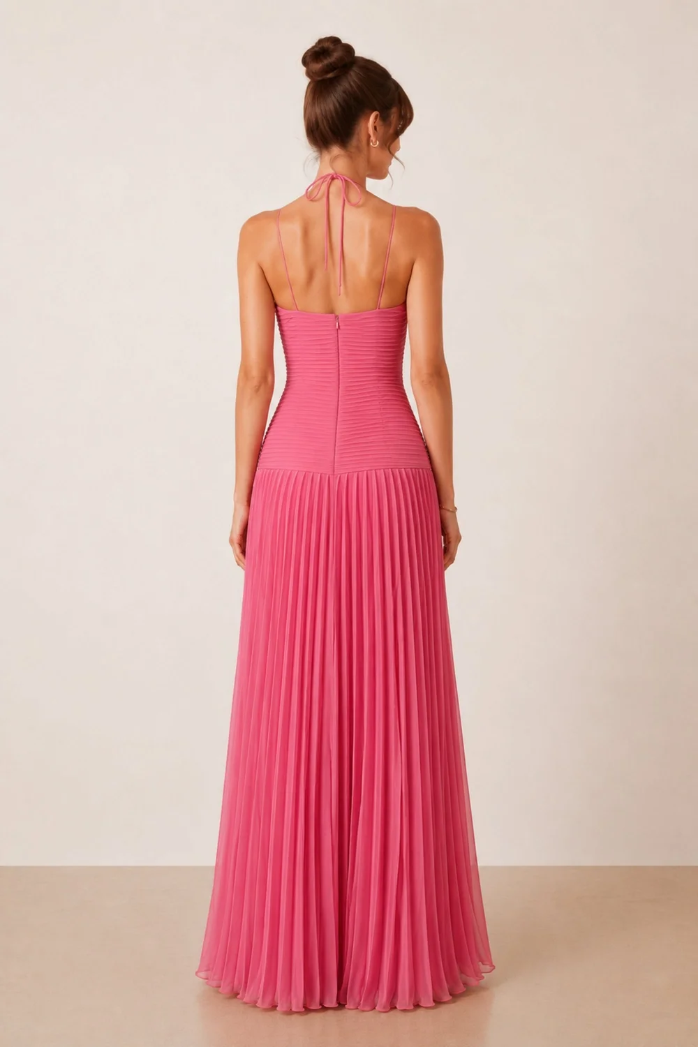 Style Cheat Pink Pleated Halter Maxi Dress - 14 Image 3