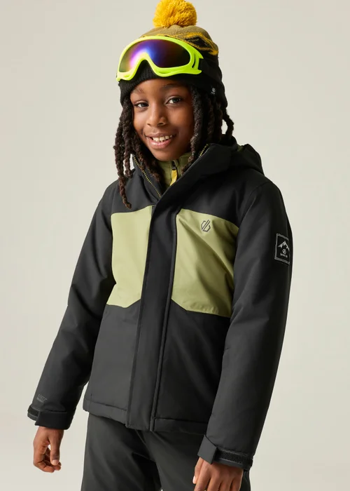 Dare 2b Black/Green Send It II Waterproof Jacket (3-13 years) - 3-4 Yrs Image 1