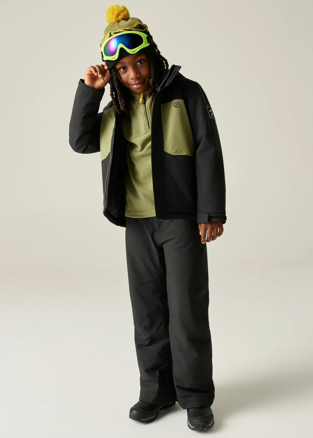Dare 2b Black/Green Send It II Waterproof Jacket (3-13 years) - 3-4 Yrs Image 2