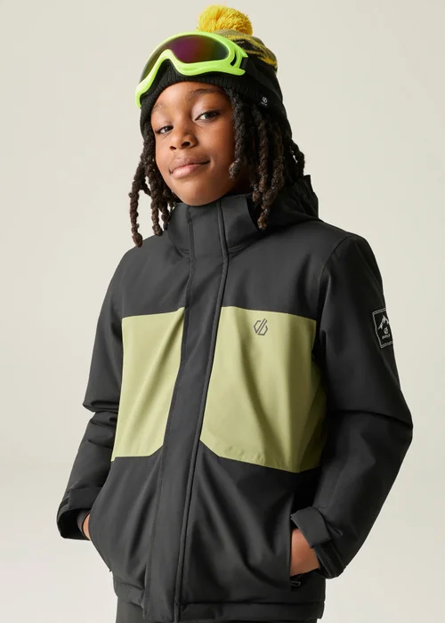 Dare 2b Black/Green Send It II Waterproof Jacket (3-13 years) - 3-4 Yrs Image 4
