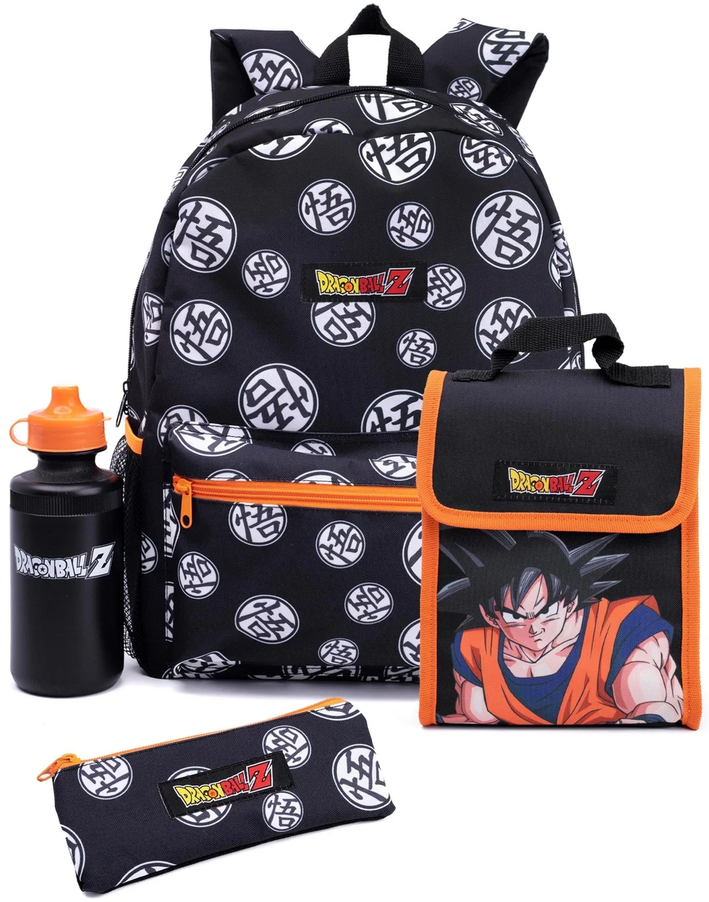 Vanilla Underground Dragon Ball Z Boys Black Goku 4 Piece Backpack Set (One Size) - One Size Adjustable Image 1