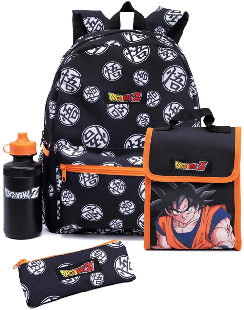 Vanilla Underground Dragon Ball Z Boys Black Goku 4 Piece Backpack Set (One Size) - One Size Adjustable Image 1