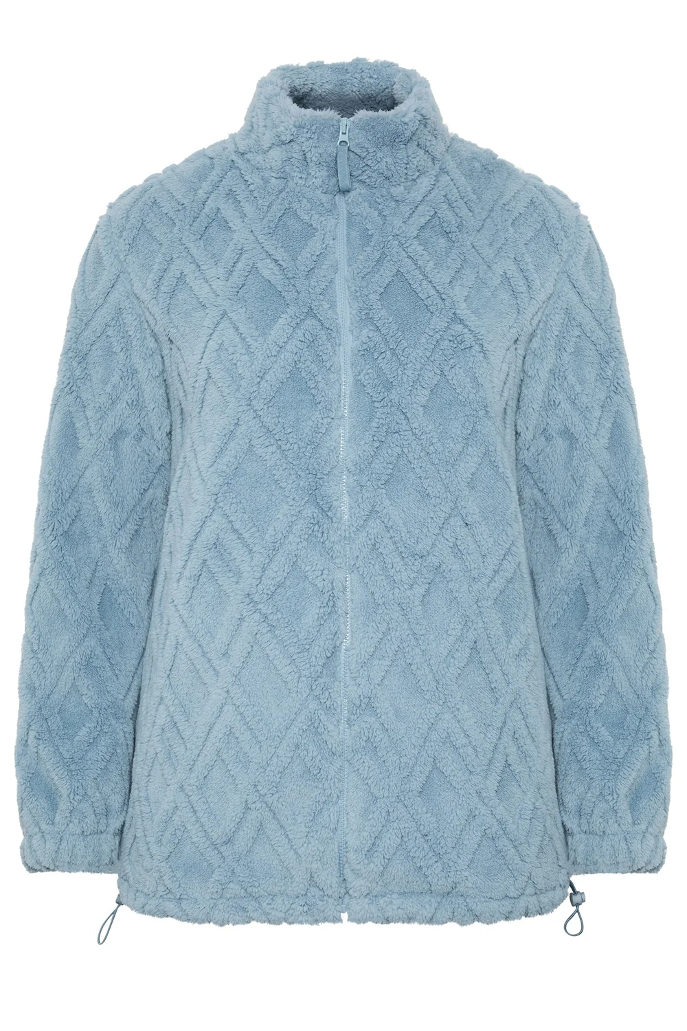 Yours Curve Blue Textured Fleece Jacket - 16 Image 5