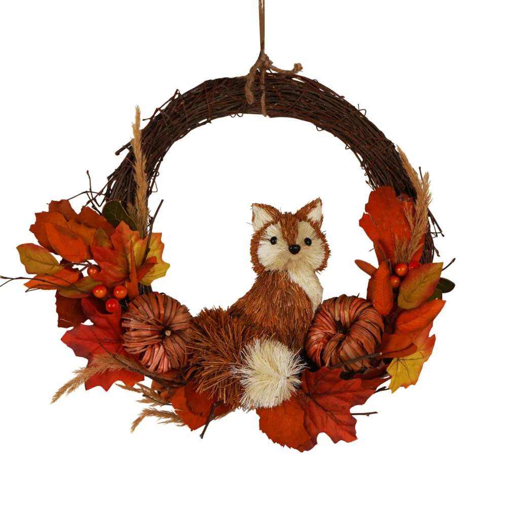 Country Living Rattan Fox Wreath - One Size Image 2