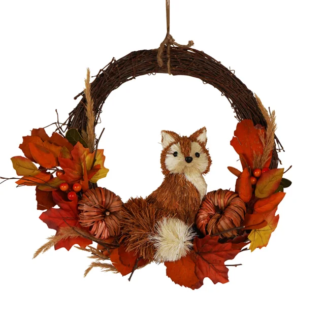 Country Living Rattan Fox Wreath