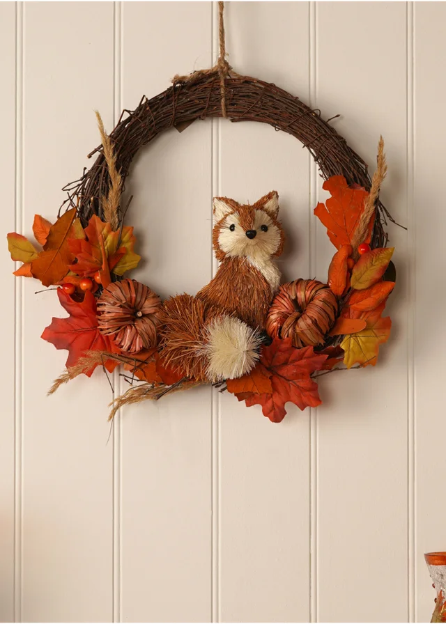Country Living Rattan Fox Wreath