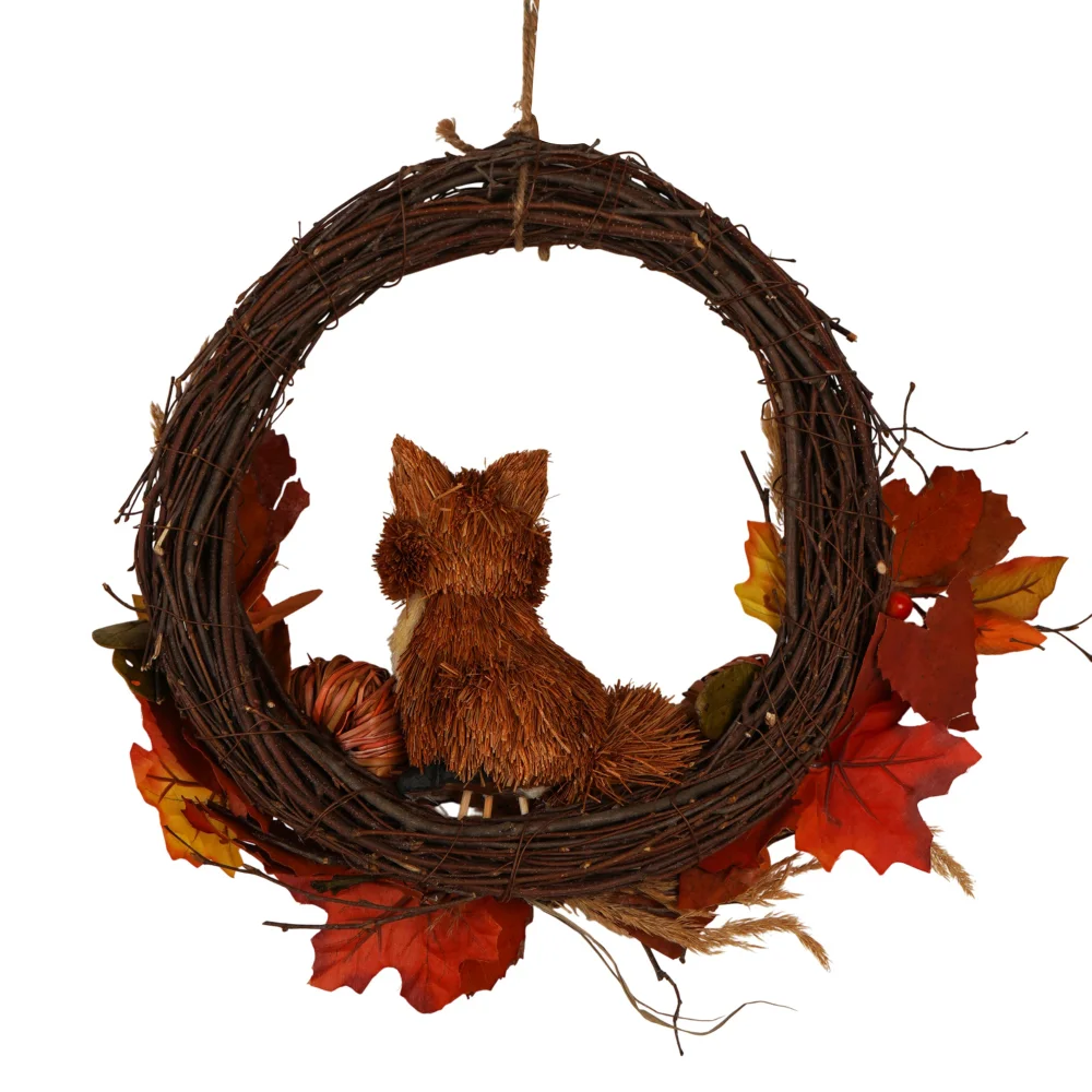 Country Living Rattan Fox Wreath - One Size Image 4