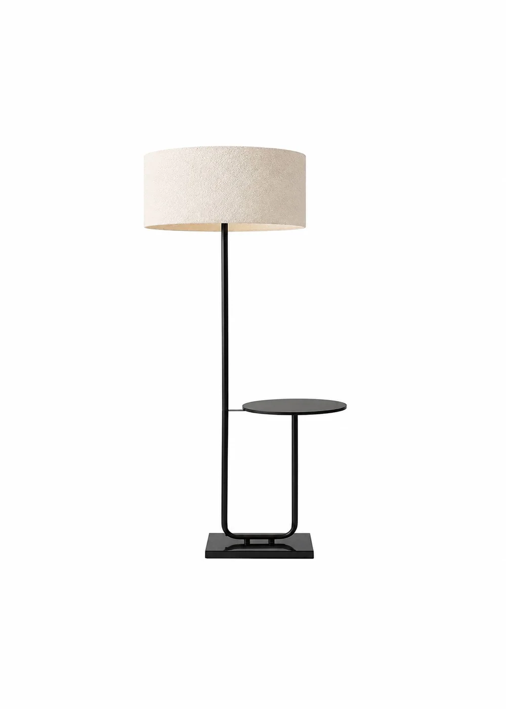 ValueLights Tavel Matt Black Floor Lamp with Cream Boucle Shade - One Size Image 5
