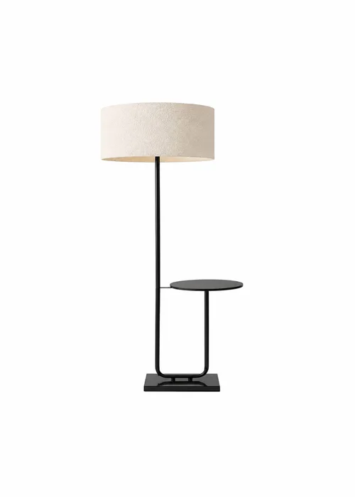 ValueLights Tavel Matt Black Floor Lamp with Cream Boucle Shade - One Size Image 5