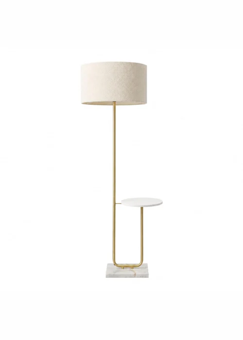 ValueLights Tavel Brushed Gold Floor Lamp with Cream Boucle Shade - One Size Image 3