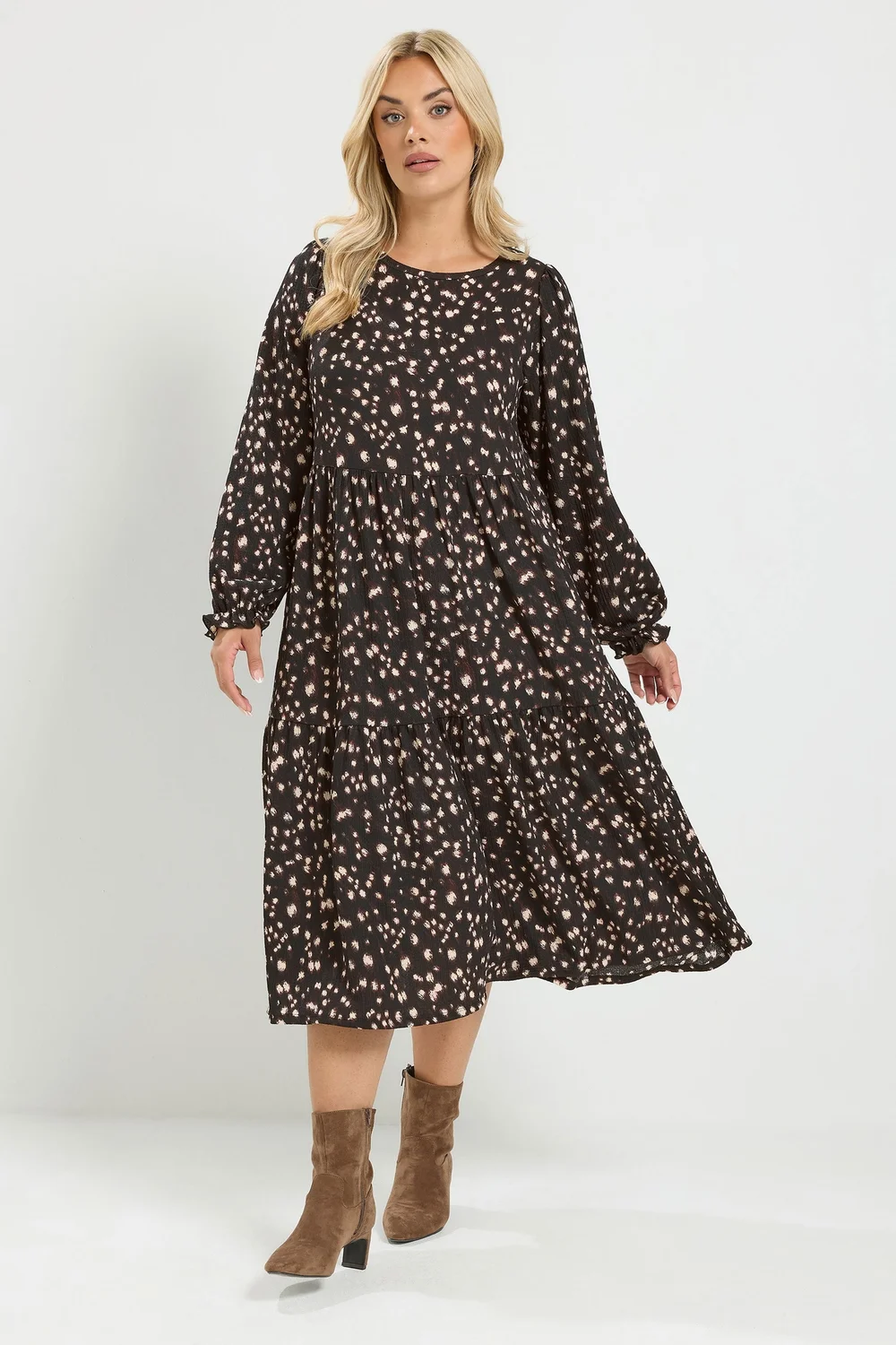 Yours Curve Brown Deer Print Maxi Dress - 30-32 Image 3