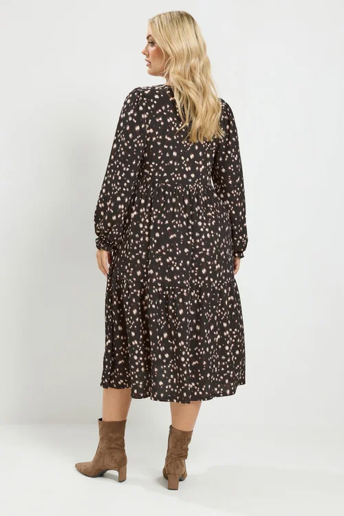 Yours Curve Brown Deer Print Maxi Dress - 30-32 Image 4