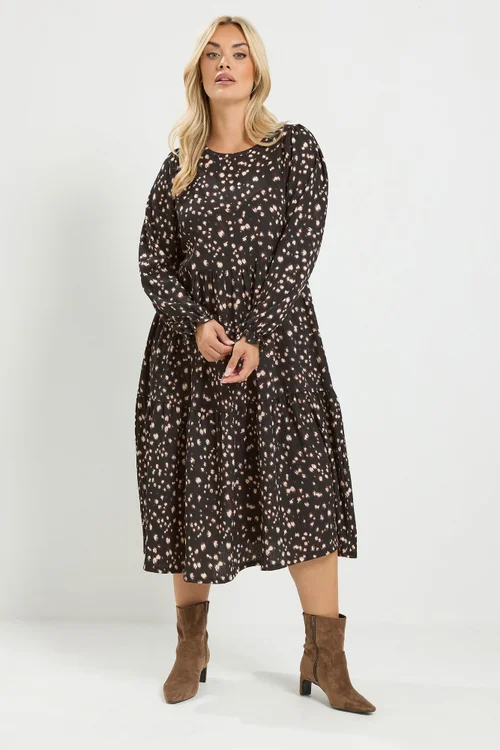 Yours Curve Brown Deer Print Maxi Dress - 30-32 Image 1