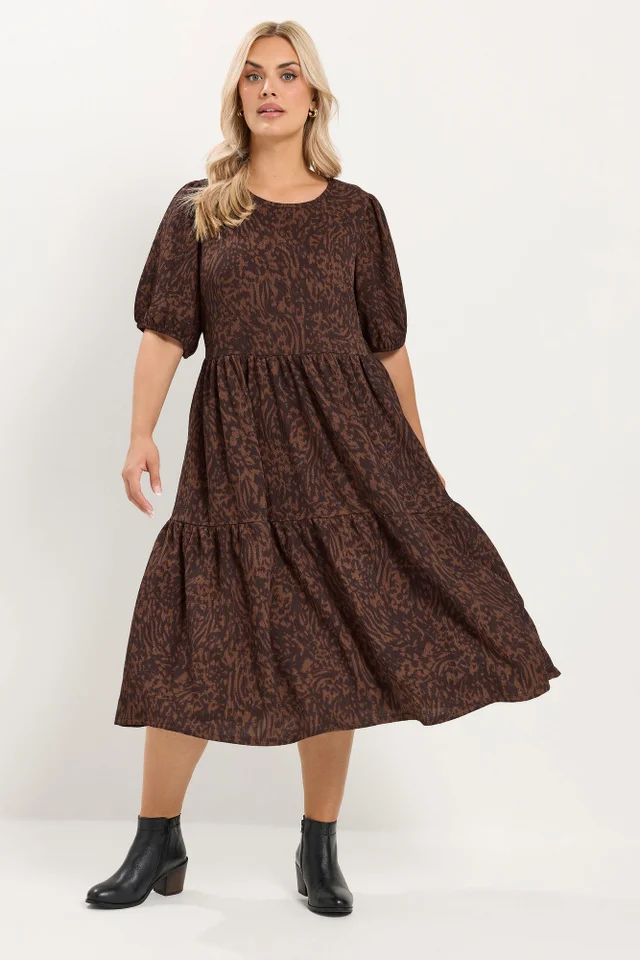 Yours Curve Brown Animal Print Dress