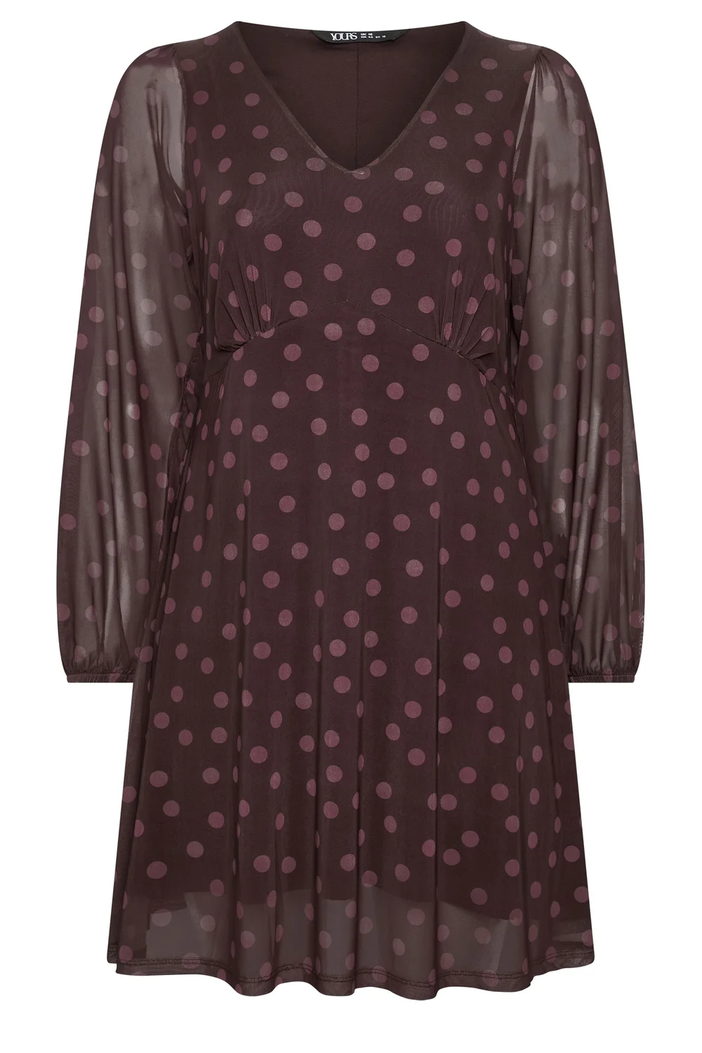 Yours Curve Purple Spot Mesh Dress - 16 Image 2