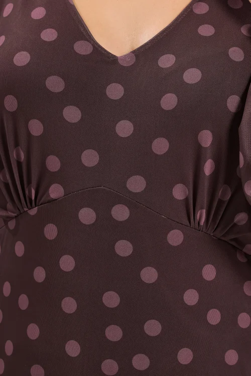 Yours Curve Purple Spot Mesh Dress - 16 Image 5