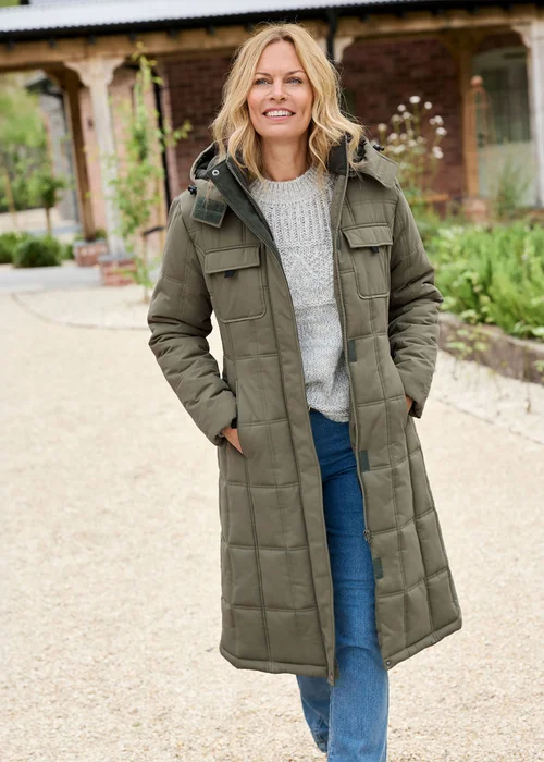 Cotton Traders Dark Forest Long Padded Hooded Coat - 12 Image 2