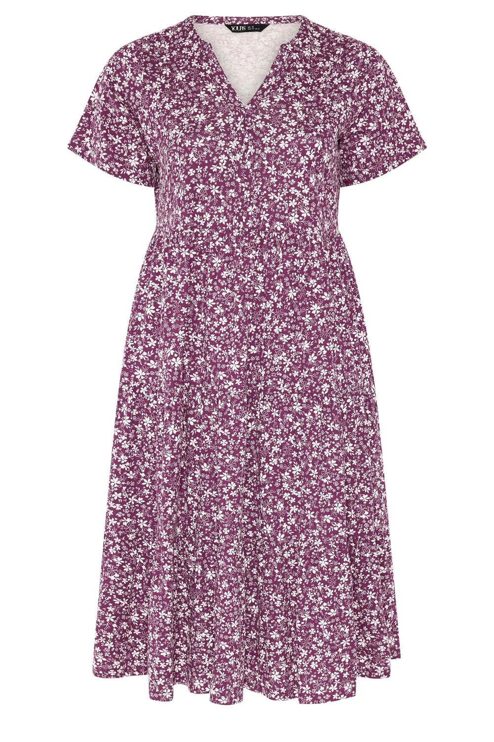 Yours Curve Purple Floral Tiered Dress - 14 Image 5