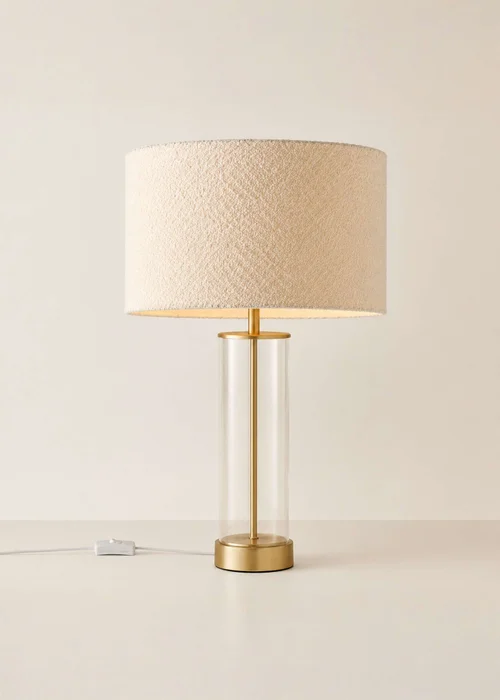ValueLights Balan Gold Table Lamp with Cream Boucle Shade - One Size Image 3