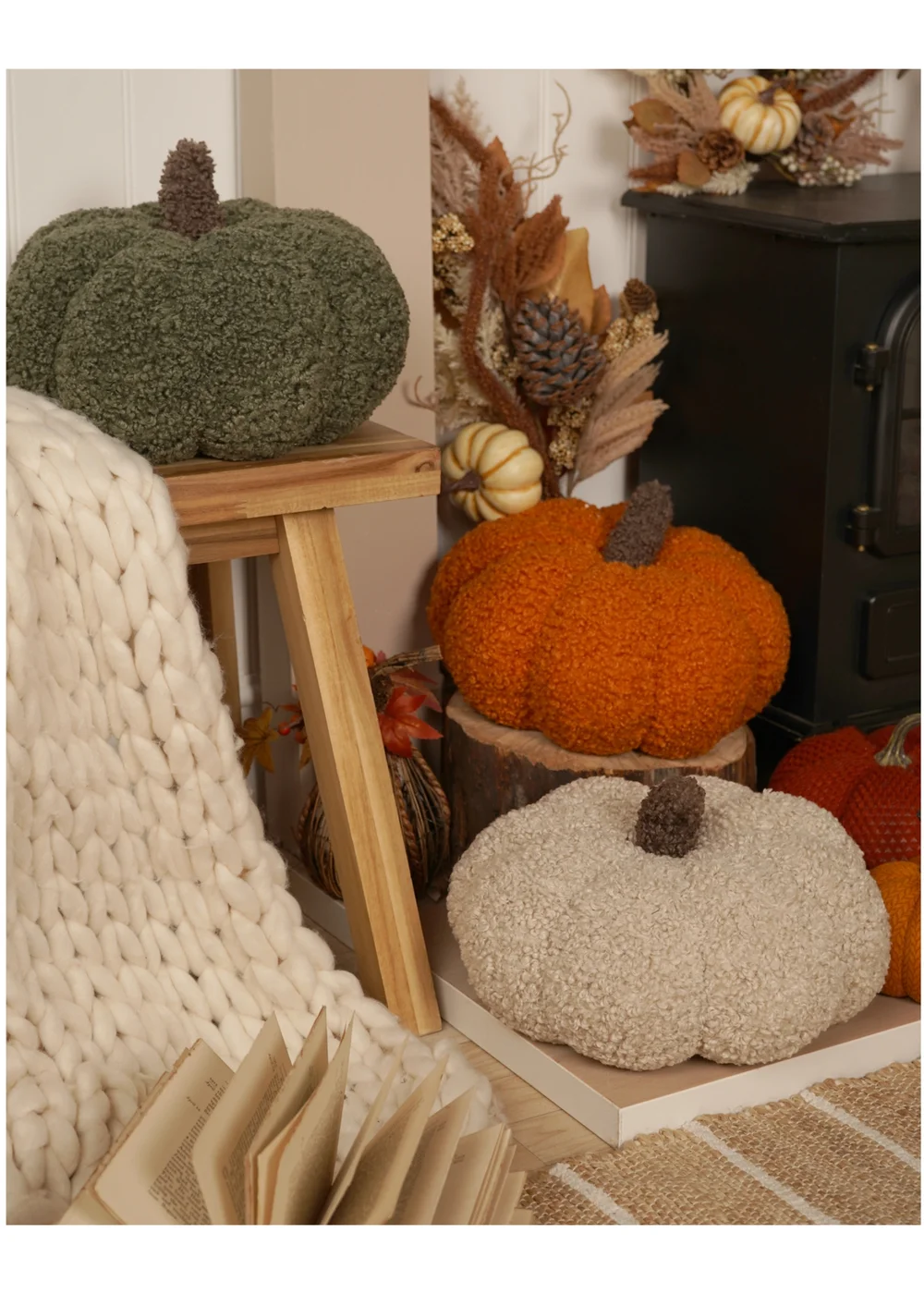 Country Living Pumpkin Cushion - Green - One Size Image 4