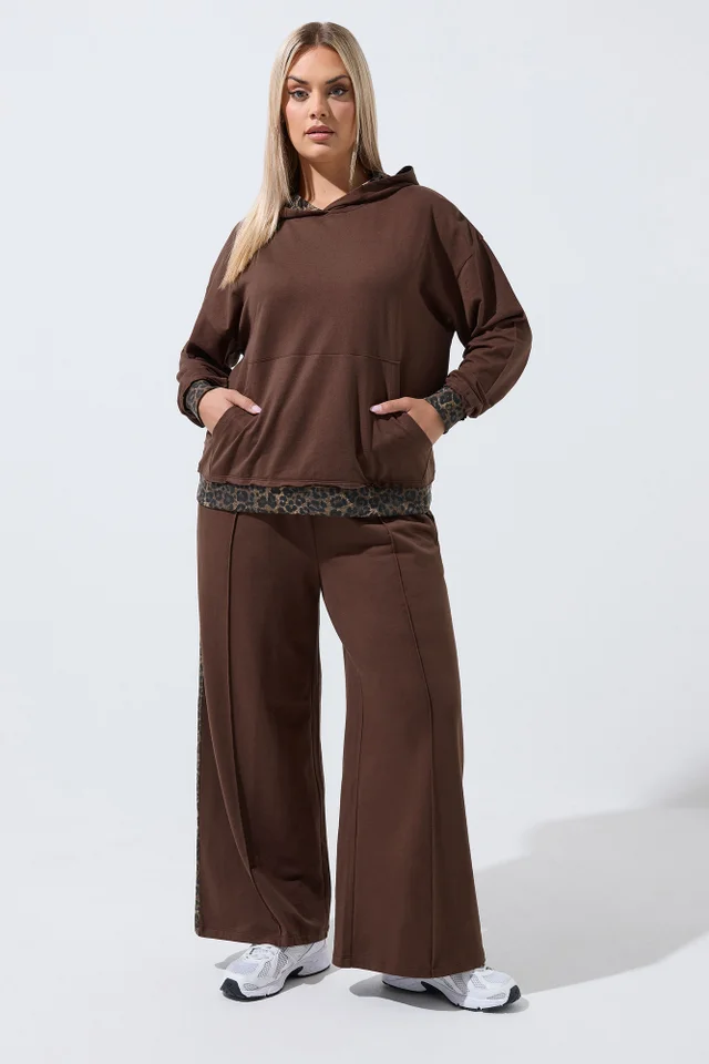 Yours Limited Collection Curve Brown Leopard Hoodie