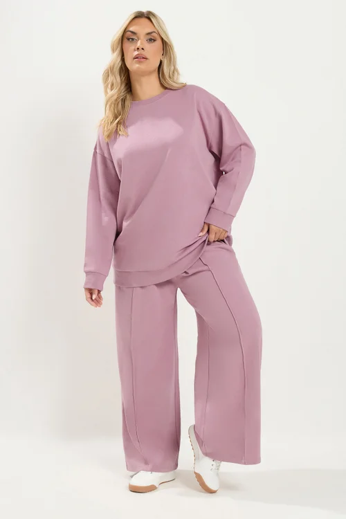 Yours Curve Pink Crew Neck Sweatshirt - 22-24 Image 1