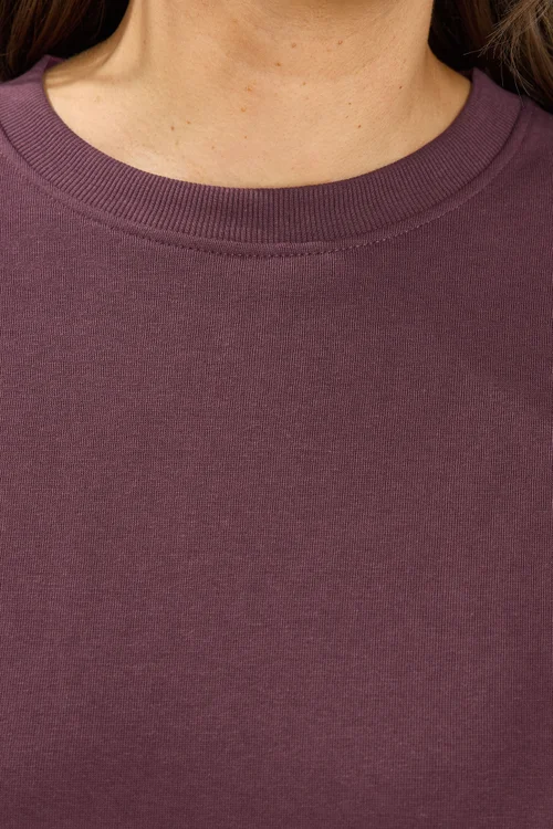 Yours Curve Burgundy Red Crew Neck Sweatshirt - 34-36 Image 4