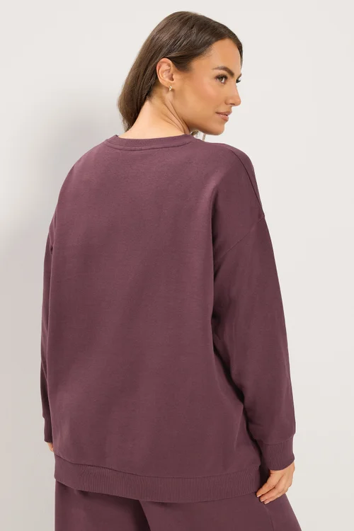 Yours Curve Burgundy Red Crew Neck Sweatshirt - 34-36 Image 3