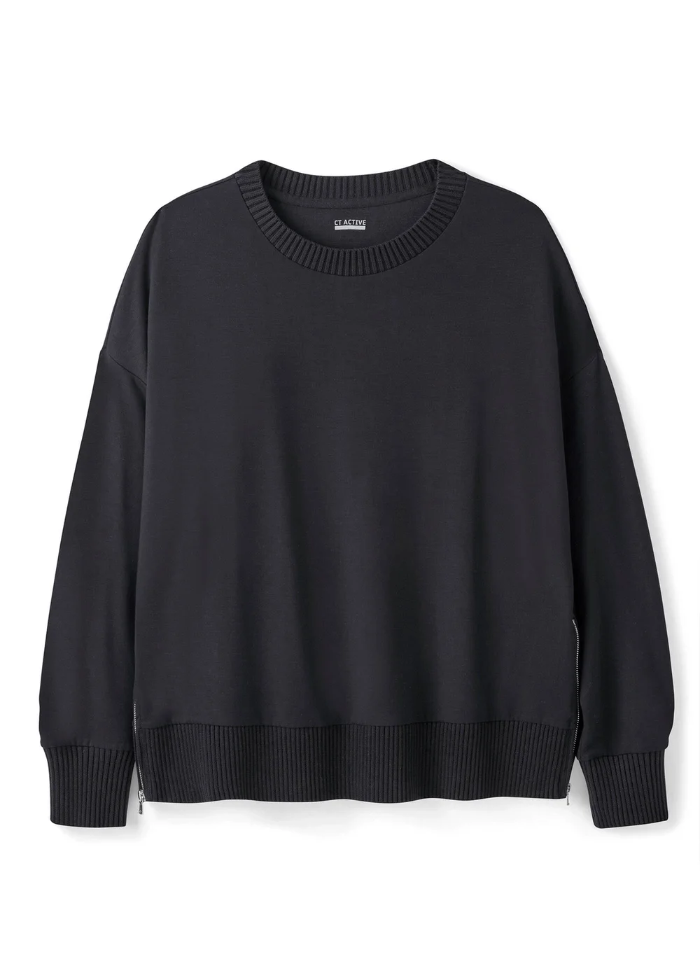 CT Active Black Longline Zip Hem Sweatshirt - L Image 4
