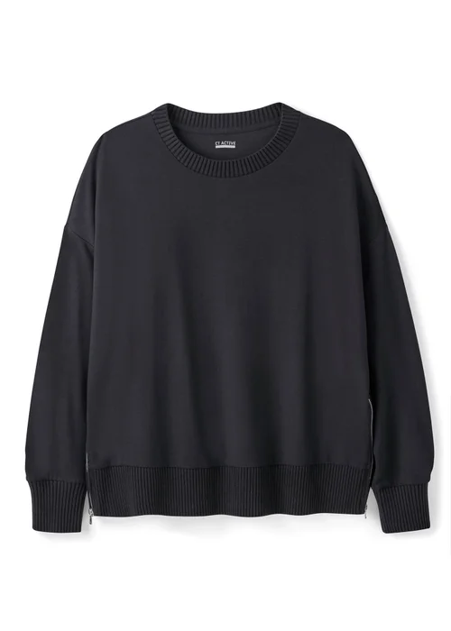 CT Active Black Longline Zip Hem Sweatshirt - L Image 4