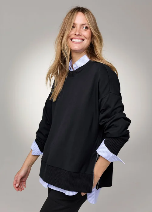 CT Active Black Longline Zip Hem Sweatshirt - L Image 2