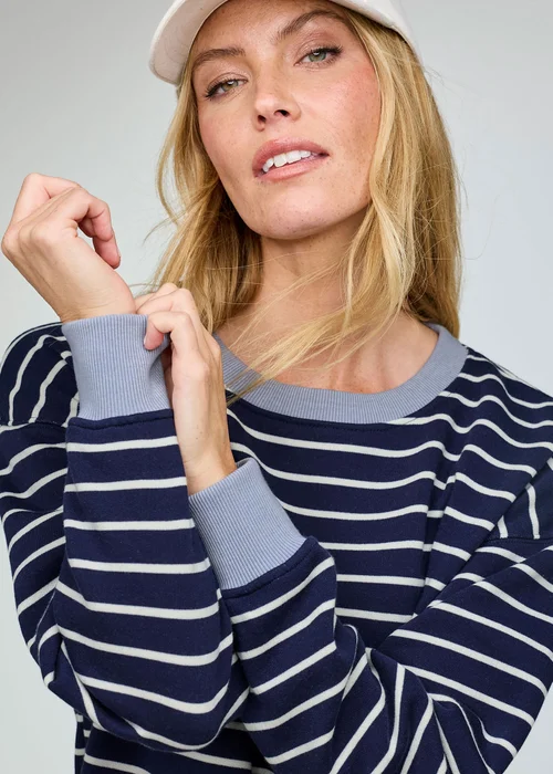 CT Active Dark Sky Oversized Long Sleeve Stripe Crew Neck Sweater - L Image 3