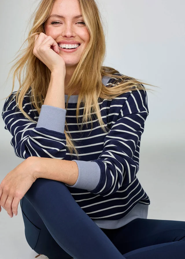 CT Active Dark Sky Oversized Long Sleeve Stripe Crew Neck Sweater