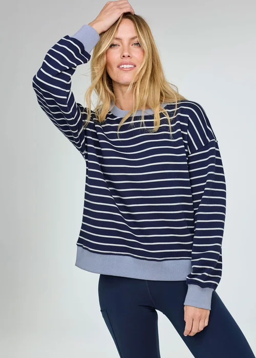 CT Active Dark Sky Oversized Long Sleeve Stripe Crew Neck Sweater - L Image 2