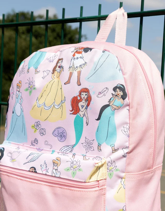 Vanilla Underground Disney Princess Girls Pink Multi Character 4 Piece Backpack Set (One Size)