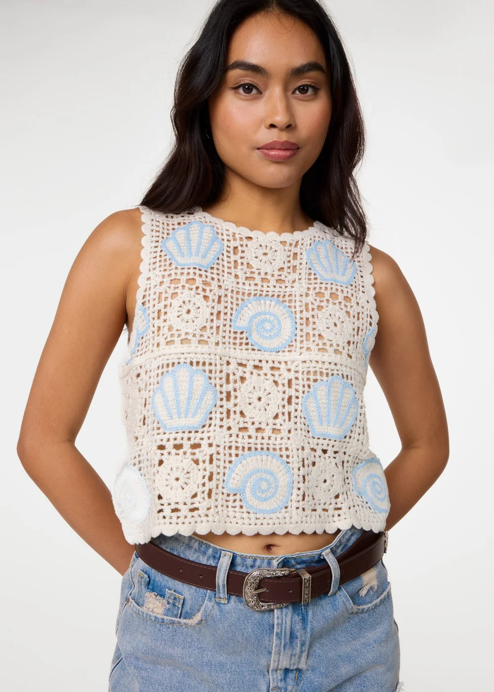 Pink Vanilla Stone Sea Shell Crochet Top - M/L Image 3