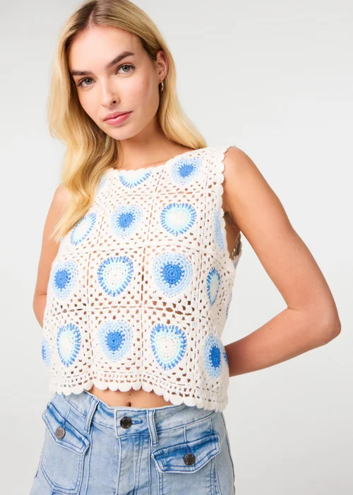 Pink Vanilla Stone Heart Crochet Top - S/M Image 3