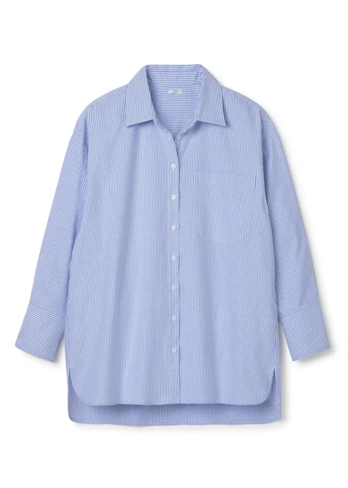 CT Active Pale Sky Oversized Long Sleeve Striped Oxford Shirt - XS Image 4